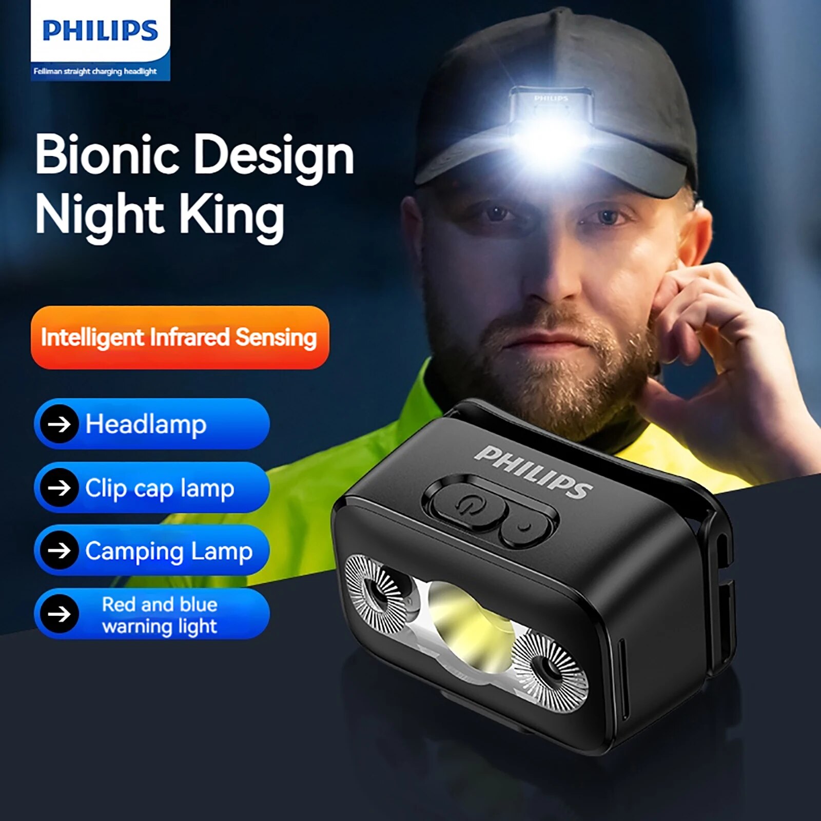 Outdoor Lighting Philips - PHILIPS LED 헤드램프 센서 헤드 손전등,