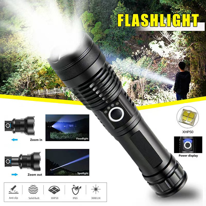Outdoor Lighting Ideas - 고출력 XHP70 LED 손전등 USB-C 충전식