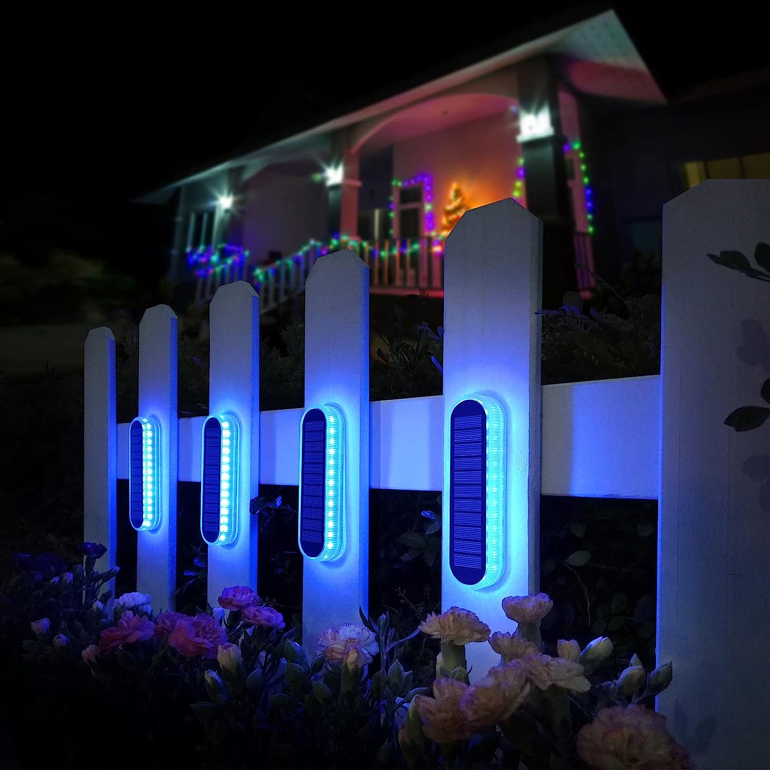 5년 수명 4개입 태양광 LED 데크 조명 블루 자동  - Outdoor Lighting On Stairs 리뷰 및 가격