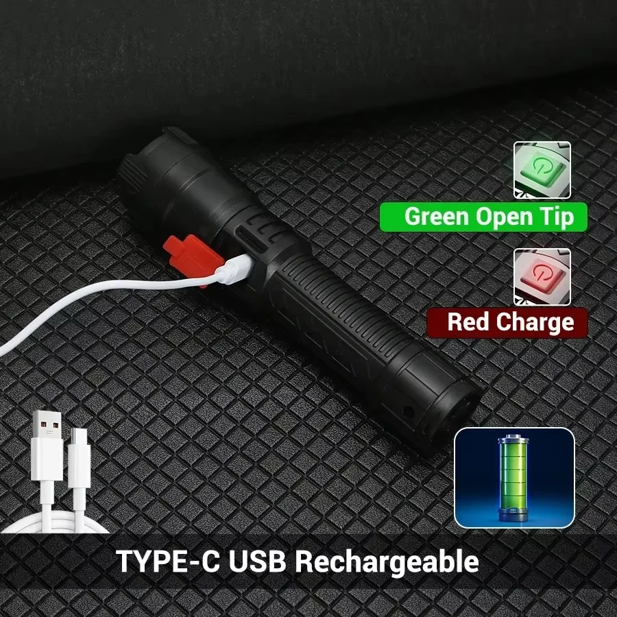 전술용 LED 손전등 2000LM USB 충전식 방수  - Outdoor Lighting Ideas 리뷰 및 가격
