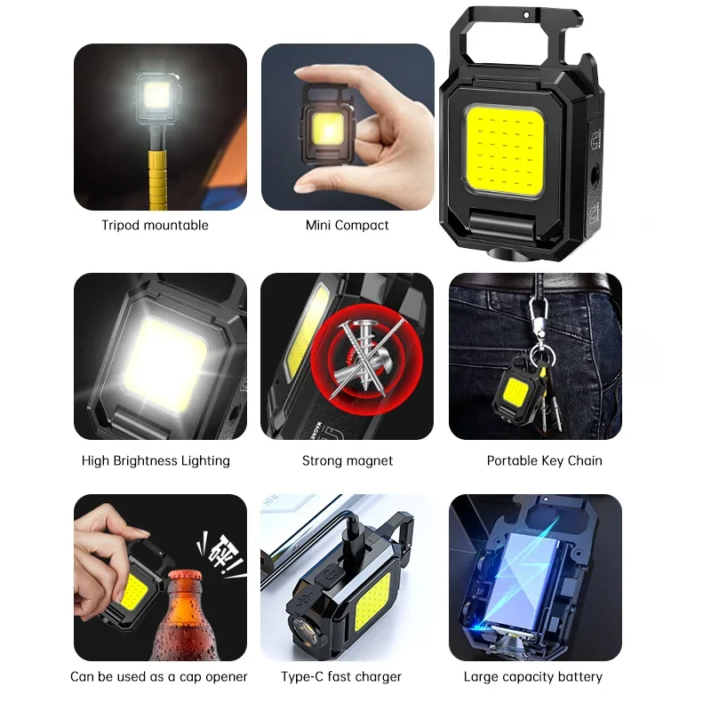 미니 손전등 키체인 라이트 COB 작업등 USB 충전식 - Outdoor Lighting For Camping 리뷰 및 가격