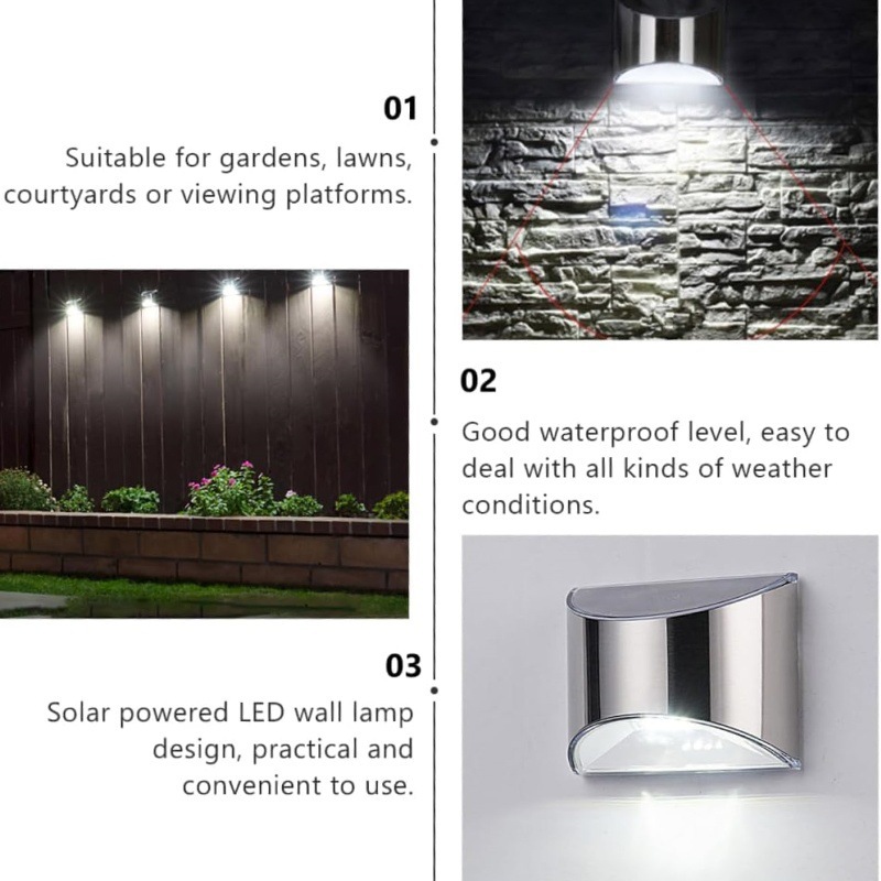 2개 세트 태양광 정원등 스테인리스 스틸 마당 벽등 방 - Xl Outdoor Lighting 리뷰 및 가격