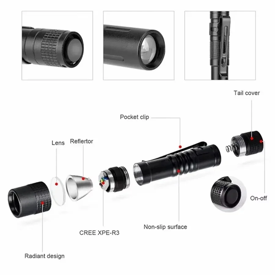 1-4PCS 미니 휴대용 LED 펜 라이트 포켓 야외  - Outdoor Lighting Ideas 리뷰 및 가격