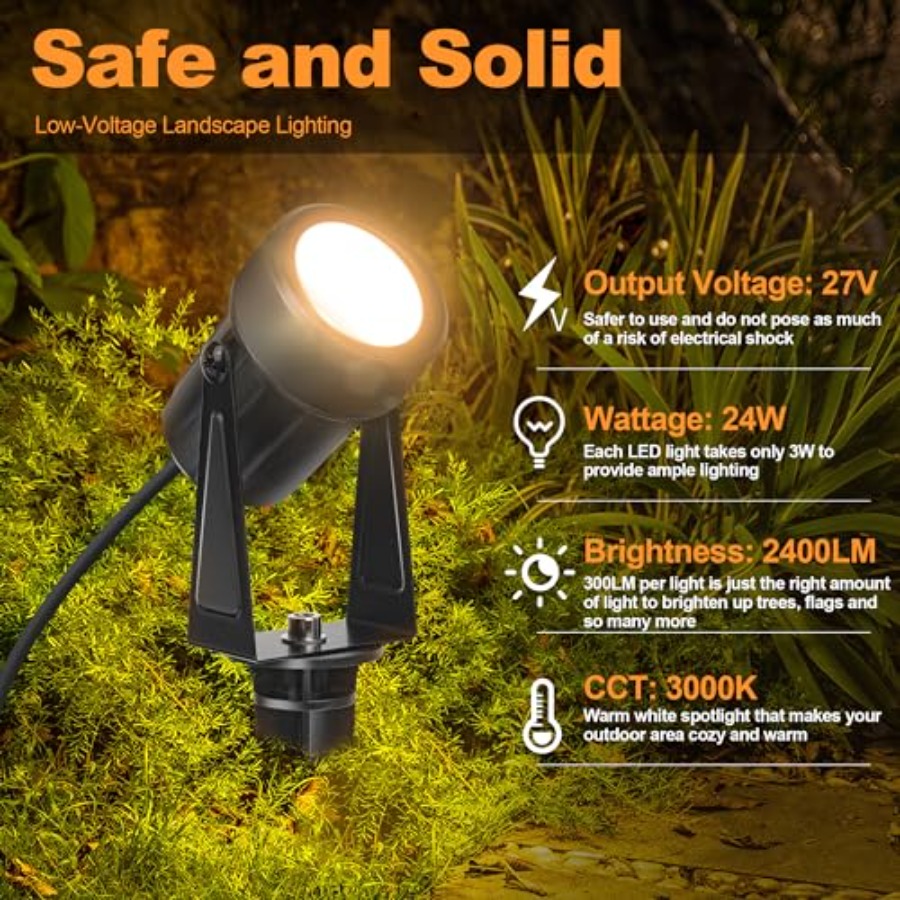 85.3FT LED 실외 조경 스팟 조명 저전압, 24 - Outdoor Lighting Low Voltage 리뷰 및 가격