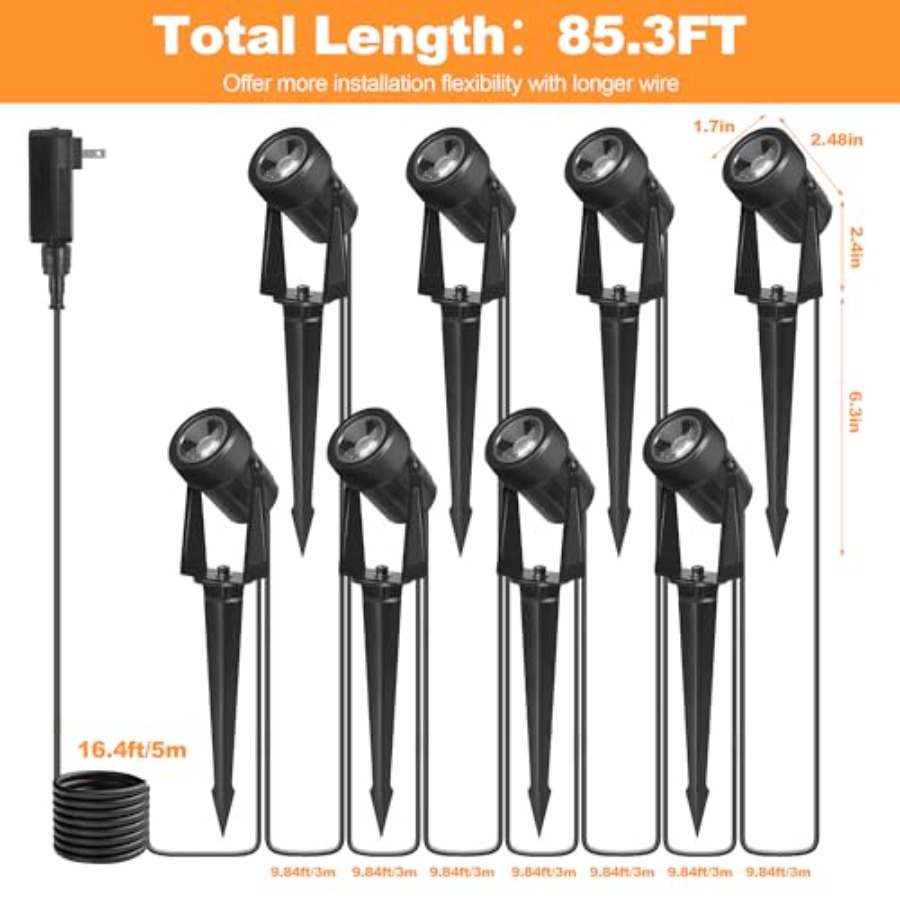 85.3FT LED 실외 조경 스팟 조명 저전압, 24 - Outdoor Lighting Low Voltage 리뷰 및 가격